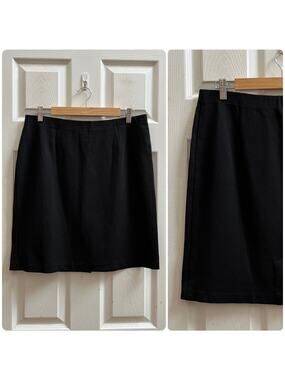 J Jill Black Knit Elastic Waistband Straight Knee Length Pull On Skirt Medium